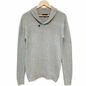 RW&CO Men’s Sweater Pullover Shawl Collar Cotton Textured Knit Grey Small